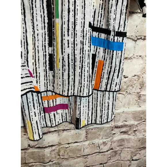 Multiples Artsy Top Womens Medium Colorful Retro Stripes Asymmetric Hem Zip Up - Picture 8 of 13